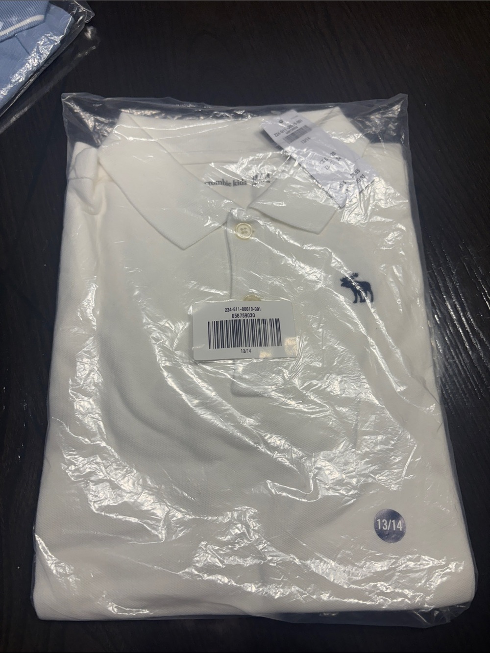 abercrombie kids White Polo Shirt with Navy Logo